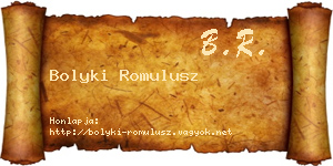 Bolyki Romulusz névjegykártya